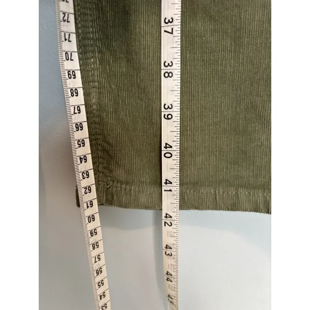 Free People pants women’s Sz 27 green corduroy Jenny High rise Skinny flare boho - Picture 7 of 8